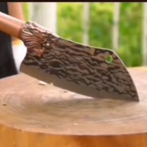 Longquan Forged Vegetable Knife Chinese Patterned Vegetable Knife Handmade Forged Bone Cutting Knife Slicing Knife Meat cutter
