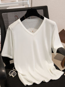 YUEXINYIRONG | V Neck Summer Thin Breathable French Minimalist Style T-Shirt Women Tee