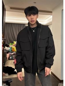 ZHUOCAN | Stylish Black Bomber Jacket
