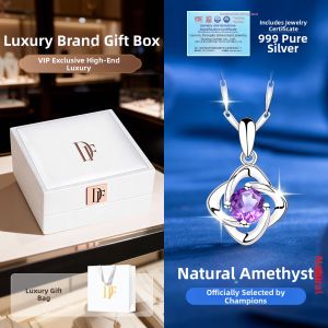 East Beauty | Natural Amethyst Necklace for Women 999 Sterling Silver Pendant