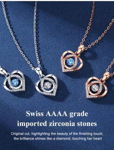 GiiMall【100% Authentic】2022 New Design S925 Sterling Silver Necklace Fashion Women Necklace Cz Diamond Necklace Heart Necklace Pendant Women