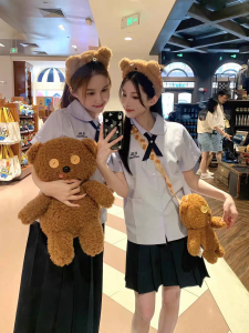 เสื้อเชิ้ตแขนสั้นสีม่วงอ่อนสไตล์ไทย ทรงหลวม หวาน สไตล์ JK สำหรับผู้หญิง ฤดูร้อน 2024 เสื้อเชิ้ตคอตั้งแขนสั้นผ้าฝ้ายผสม