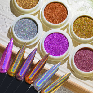 6Colors/Set Metallic Mirror Chrome Nail Powder Holographic Chameleon Glitters Manicure Dust Rose Gold Champagne DIY Nail Powder