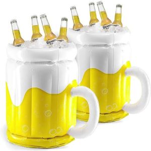 JUSTINLAU | JUSTINLAU 18" Inflatable Beer Mug Ice Bucket Portable Drink Cooler for Pool Party Beach BBQ Summer Inflatable Beverage Chiller