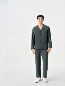 Purcotton | Mens Soft Pleated Yarn Sleepwear