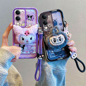 Phone Case VIVO Y04 Y29s Y39 5G Y29 4G Cute Colour 3D Plush Cartoon Casing Lens Protection Silicone Soft Back Cover with Dolls Lanyard