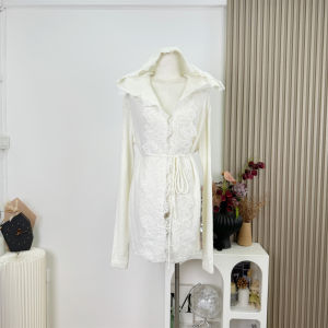 เสื้อสเวตเตอร์คาร์ดิแกนถักนิตติ้งคอตตอนผสมขนแกะ ทรงหลวม แขนยาว ปกปิดไหล่ ทรงหลวม ทรงหลวม ทรงหลวม