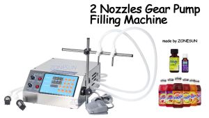 ZONESUN Liquid Filling Machine ปั๊มเกียร์หัวสองชั้นแบบกึ่งอัตโนมัติขวดพลาสติกเครื่องบรรจุน้ำน้ำหอมน้ำผลไม้นมเครื่องบรรจุของเหลว