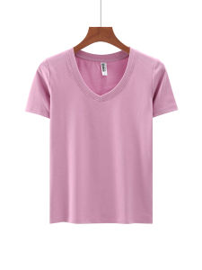 Slim Fit Pure Cotton Basic T-Shirt V-Neck Short Sleeve Womens Versatile Simple White Inner Wear Spring Summer New Arrival