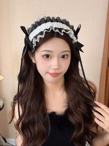 โบว์ผีเสื้อผ้าคลุมผมสไตล์ญี่ปุ่นและเกาหลีสำหรับผู้หญิง หูสัตว์ ขอบลูกไม้ โบว์ผีเสื้อ ผ้าคลุมผม หูสัตว์ ผ้าคลุมผม ตกแต่งผม