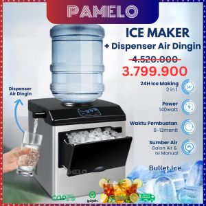 Hicon Mesin Dispenser Pembuat ES Batu 30Kg Ice Maker Terbaik Cafe