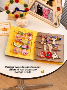 Portable Felt Hair Accessory Organizer Box Foldable Childrens Hairpin Headband Hair Rope Card Holder Display Storage Bag