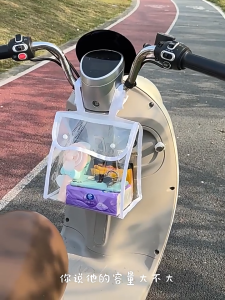 Electric vehicle front storage pocket bicycle transparent waterproof miscellaneous hanging bag