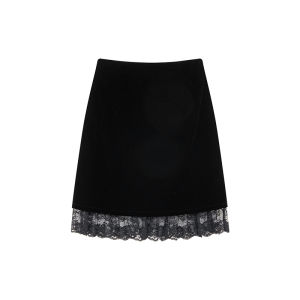 XXNING | Bộ Áo Blouse và Chân Váy Gấm Viền Ren Phong Cách Pháp