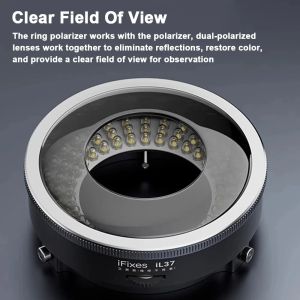 IFixes IL37 Polarized Ring Light - 360° Rotatable LED Analyzer for Microscopy/Semiconductor Inspection (Adjustable Intensity)