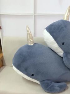 60cm-120cm Narwhal Plush Toy Lovely Unicorn Doll Soft Stuffed Fish Blue Whale With Horn Pillow Christmas Girls Gift Room Decor
