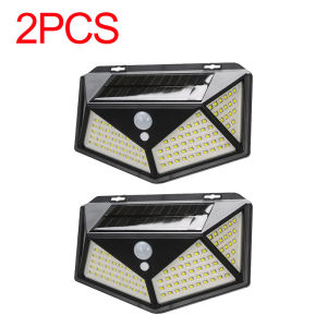 1-4pcs Solar Motion Sensor Wall Light 100LED 3 Modes Outdoor Security Lamp 4-Sided IlluminationPorch Garage Garden Commercial