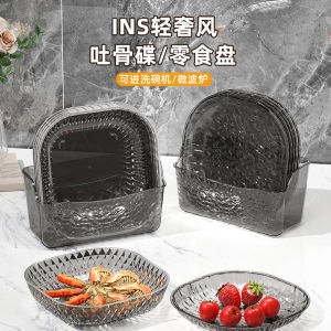 Luxurious Spill Plate Desktop Trash Plate Bone Deletion Plate Deepened Home Use Small Bone Plate Dim Sum Plate Plastic Square Shape