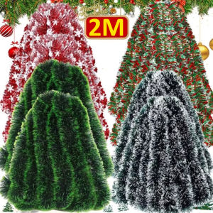 2M Christmas Ribbon Garland Xmas Tree Wrapping Tinsel Ribbons DIY Bar Colorful Strips New Year Party Wedding Ribbon Decor