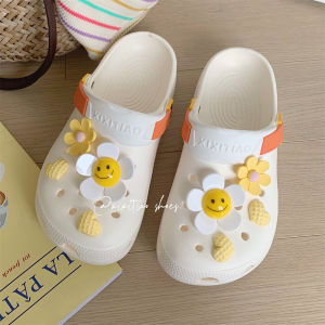 Sweet Summer Womens Flip Flops Hollow out Sunflower Pattern Slip-On Casual Low Heel Flat Bottom EVA Thong Sandals for Daily Wear