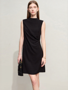 AMII | Summer Minimalist Commuter Slim-fit Slightly Elastic V-neck Dress