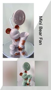 Quạt để bàn hình gấu kiêm đồ cắm bút và gọt viết chì