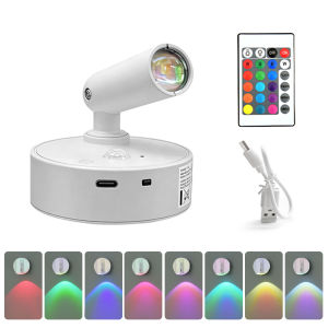 Magnetic LED Wall Light Motion Sensor Dimmable Picture Lights Remote Control Cabinet Spotlight Rechargeable Bedroom Night Lamp