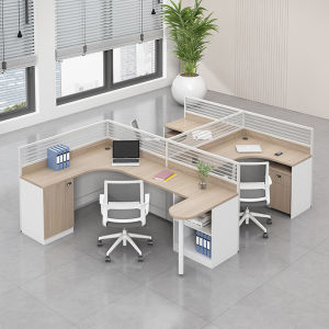 Modern Minimalist Office Desk Chair Combination Financial Screen Workstation for Face to Face Communication Staff Member