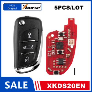 XHORSE | 5 Piece XHORSE XKDS20EN 2nd Generation of XKDS00EN DS Type for V.W Type Wire Remote Key 3 Buttons English Version