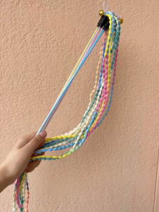 [NEW DESIGN!] Japanese Style Rainbow Cat Teaser Wand Stick With Bell PerMainan Kucing Lonceng