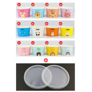 Cartoon Animal Ice Cream Paper Cups Disposable Yogurt Pudding Small Box One-time Use Ice Cream Cake Sundae Paper Bowl