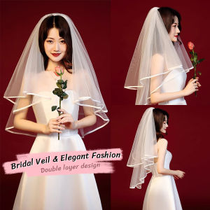 BIBLIO Elegant Wedding Veil Lace Edge Bridal Veil For Birthday Photo High-end