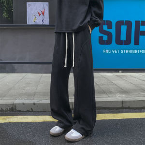 Casual Loose Straight Leg Mens Sweatpants Basic Style Spring Autumn American Streetwear Slanted Cut Splice Sports Knife Pants