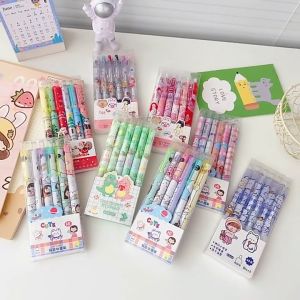 Hộp 6 Bút Gel Bấm In Hình Dễ Thương Ngòi 0.5mm Mực Đen