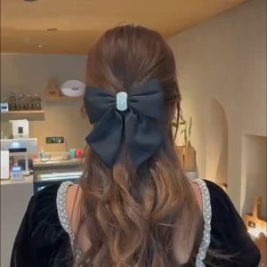 WIN WIN Shop Big Bow Hair Ribbon Clip Korean Style Simple Wind Red Velvet Grid Hair Clip Claret Bowknot Women Hair Accessories Hairpin