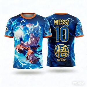 Bandai | Popular Animal Dragon Ball Goku Football Superstar Messi Joint Jersey for Summer 2026 Adult and Children Sports Shirt