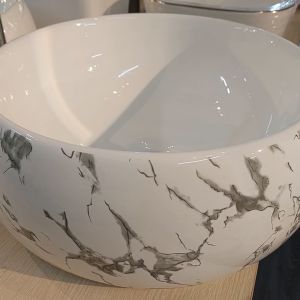 Chậu rửa mặt lavabo nghệ thuật đặt bàn LV019 MEN SỨ CAO CẤP CHỐNG BÁM BẨN BẢO HÀNH 20 NĂM - Kiểu trơn và vân đá dáng tròn - Mang phong cách trẻ trung - Chính hãng Audi