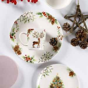 OMK Christmas Series Ceramic dinner plate 11 inch and 8.5 inch