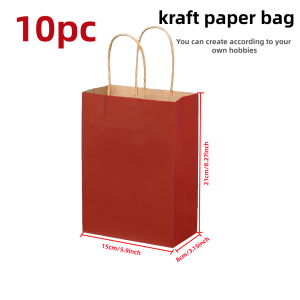 Brown Gift Kraft Paper Bag with Handle Reusable for Business Groceries Birthdays Weddings Childrens Parties Gifts