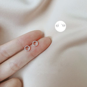 S925 Sterling Silver Ear Studs Safe to Wear While Sleeping Non-removable Allergy-free Circle Studs Simple Fresh Style for Students