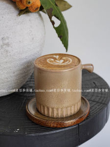 Retro Hand-Poured Ceramic Coffee Cup Unique Design Australian White Cup Coarse Clay Latte Cup Pour-Over Cup Tea Cup Japanese Style