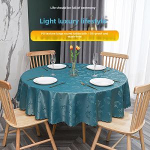 Waterproof Oil-Resistant Heat-Resistant No-Wash Tablecloth for Round Large Tables