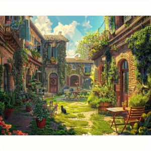 Acrylic Paint By Numbers Beautiful Courtyard Painting By Numbers on Canvas Coloring By Number for Adults Paint Digital Art