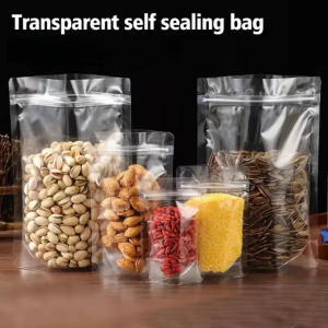 50pcs Full Clear Stand Up Pouch Plastic Packaging Bag Pouch Resealable Transparent