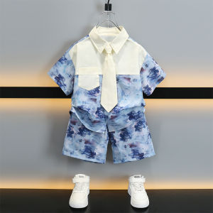Childrens Clothing Boys Summer Suit 2024 New Arrival Childrens Thin Western Style Shirt Baby Handsome Fried Street Clothes Summer