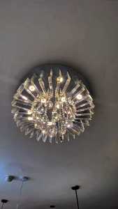 Crystal Ceiling Light For Living Room Modern Design Center Lights Bedroom Tricolor Chandelier Lamp