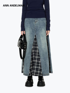 ANN ANDELMAN | Check Patchwork A-line Denim Skirt