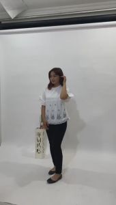 Atasan Kemeja Putih Blous Bordir Setandar Jumbo