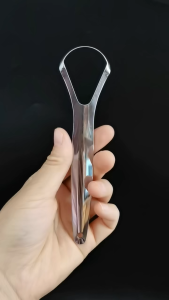 Pembersih Lidah 2 Sisi Stainless Tebal Anti Bakteri Penyegar Nafas Cleaner Sikat Lidah Mulut