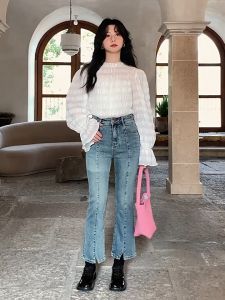 CHAOHES ยีนส์ขาม้าหญิง ผ้ายืด กางเกงยีนส์ยืด ยีนส์ ส์